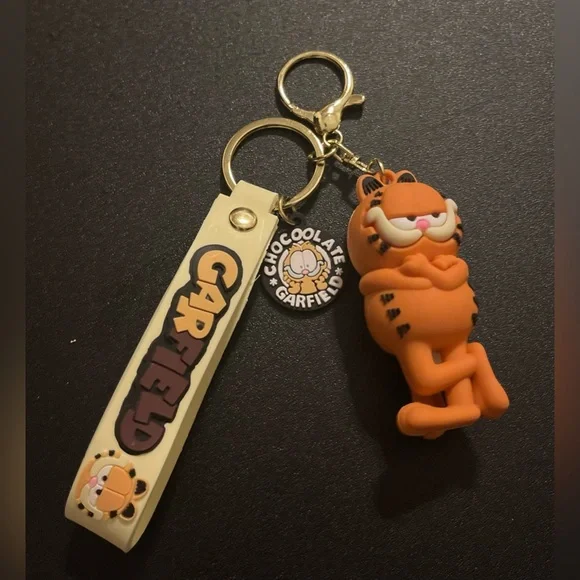 Garfield Cartoon Character 3D Silicone Charm Keychain - Picture 3 of 3